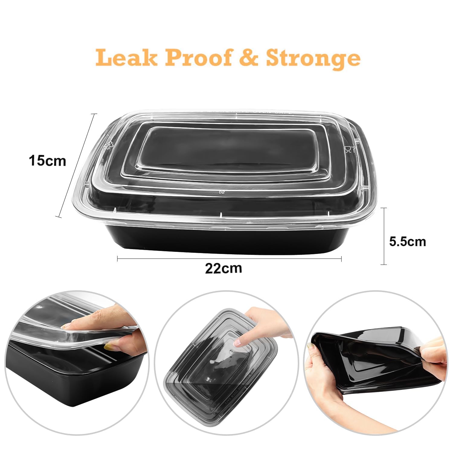 HENSHOW 1 Compartiment Boite Repas Lot de 20Pcs, 1000L Prime Réutilisable Sans BPA Boite à Lunch Micro Onde, Congélateur et Lave-vaisselle Sûr