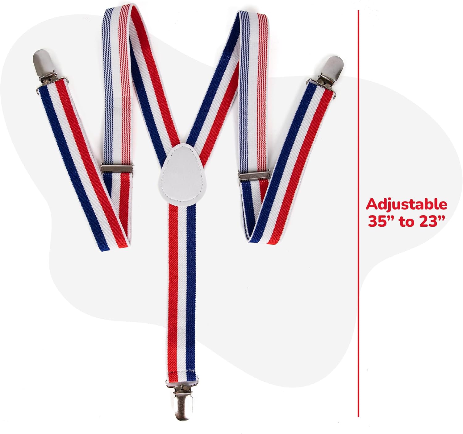 ArtCreativity Patriotic USA Suspenders - 1 Piece - Red, White, and Blue 4th of July Accessories - American Flag for Suspenders for Independence Day Outfit - Uncle Sam Costume Accessories