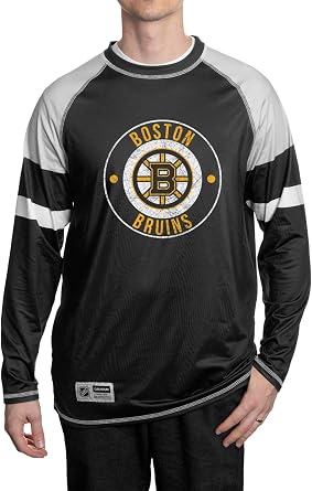 Calhoun NHL Mens Thermal Long Sleeve Rash Guard Shirt, Fleece Lining, UPF50