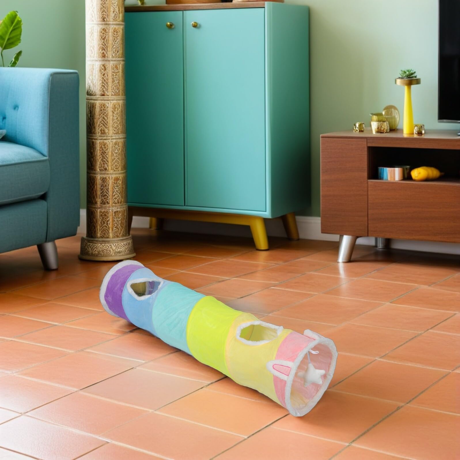 SHINEOFI Tunnel de Jeu pour Chat Spirale de Tunnel Froissé pour Chat et Chatons Jouet de Poursuite et Petits Animaux