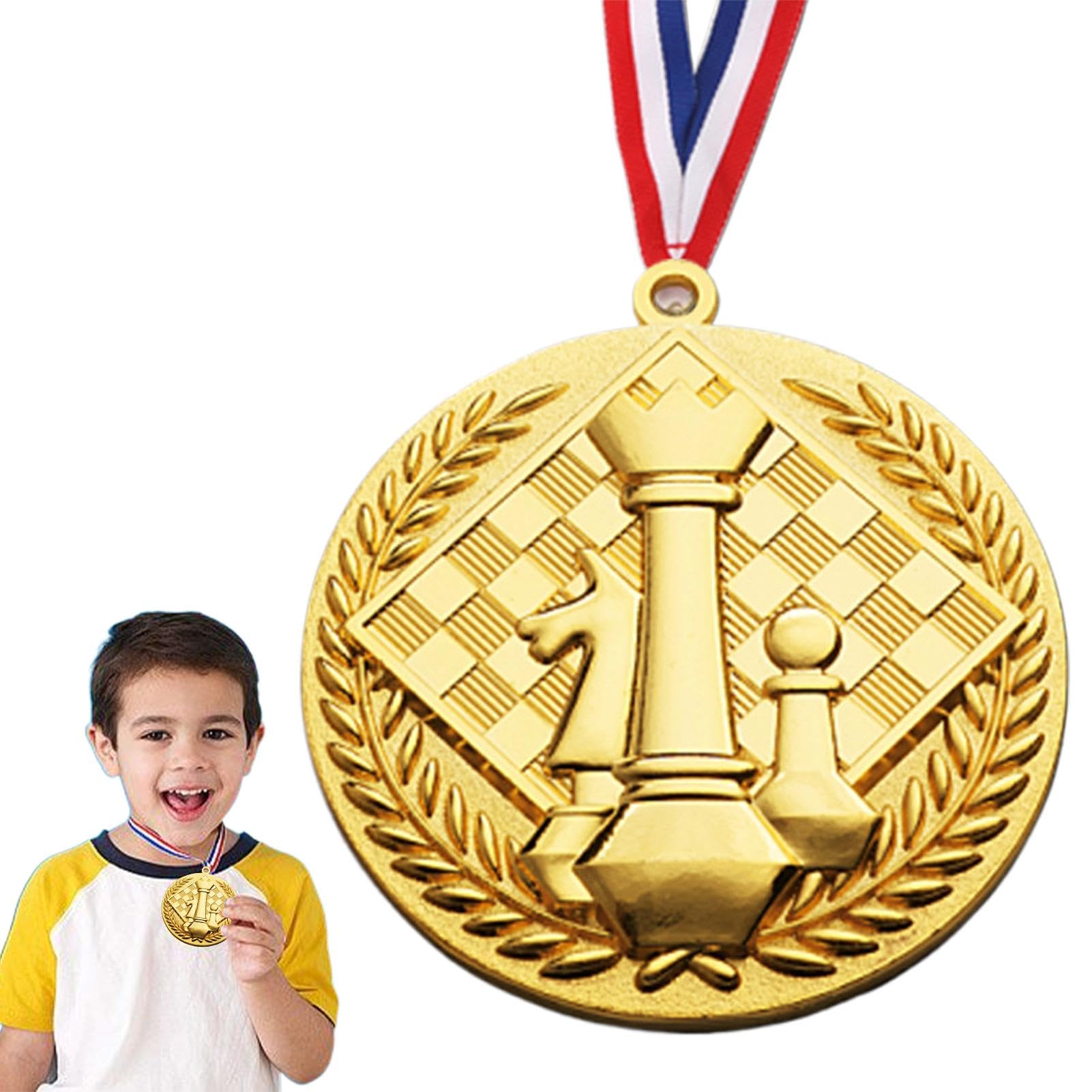 Medallas para premios: medallas de ajedrez en relieve, medallas de oro para niños, medallas portátiles de rollo de honor, premio de trofeo, regalo para niños y adolescentes