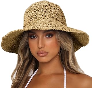 Sydbecs Womens Sun Hats Wide Brim Summer Beach Hat for Women Foldable Travel Straw Hat UPF50+ …