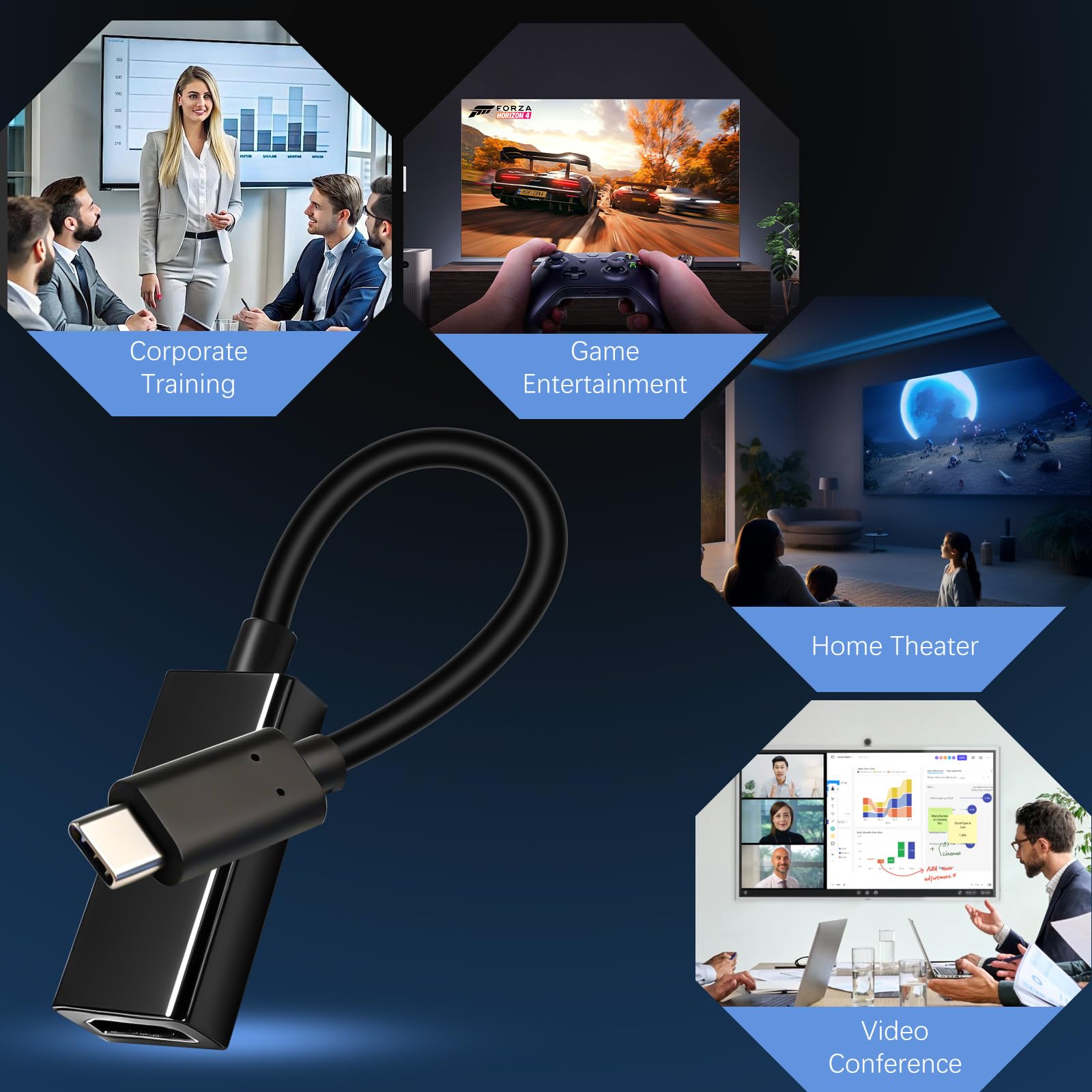 Adattatore USB C HDMI, 4K@30Hz Type c to HDMI, Compatibile con Desktop, Smartphone, Laptop, Tablet, iPhone 16Pro/16Pro Max/16/15, Samsung Galaxy S/Note, Dell XPS Windows, iOS, Android