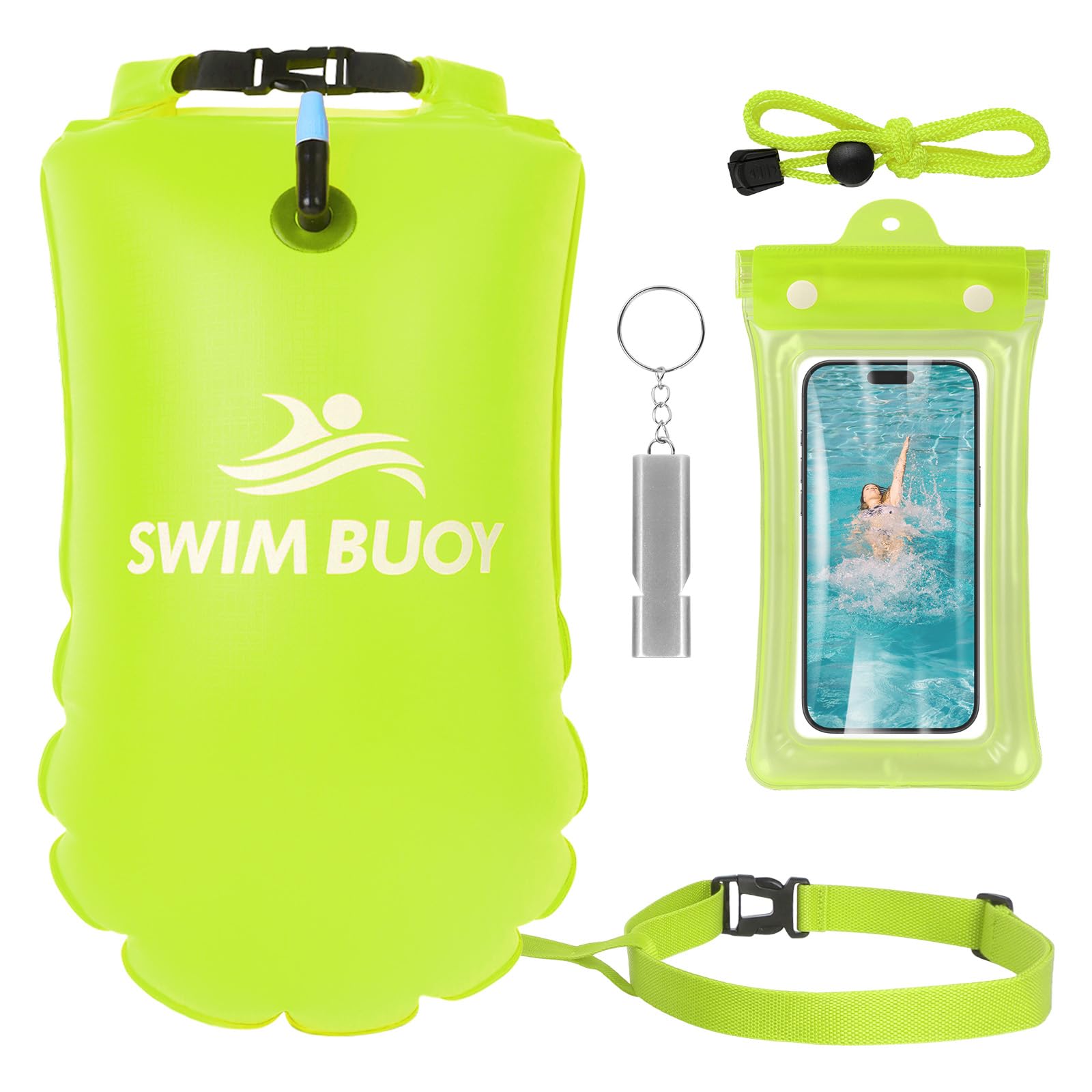 JONRRYIN Boa da nuoto da 28 l, sacco a secco e galleggiante, dispositivo di sicurezza per nuoto in acqua libera, boa ideale per triathlon, surfisti