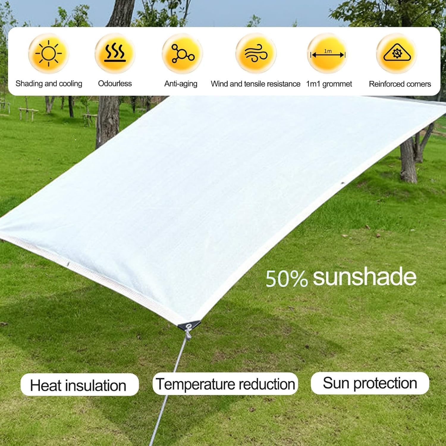 DaoGeSir Sun Shade Sail, Sun Shade Net with Holes Sunblock Shade Clothfor HDPE Sun Shade Cover 50% Shading Rate Shade Mesh Tarp Garden Shade Cloth for Greenhouse Garden Patio Plants (Size : 2m*4m)
