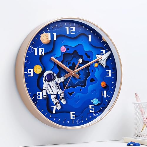 Vista 6 de KSYOU Reloj de pared silencioso de 11.8 in de diámetro, movimiento de cuarzo, pantalla analógica, unisex, color blanco