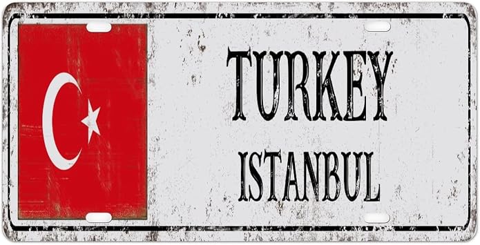 Turkey Flag Metal Sign Country City Istanbul Aluminum Car Metal Sign National Flag New Gift to Women Men 6x12inch
