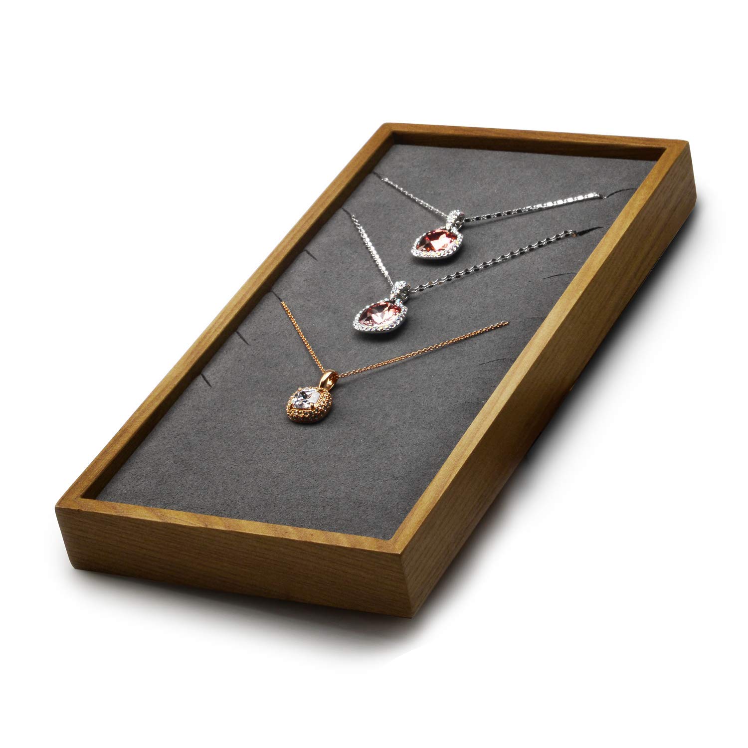 Oirlv Plateau à Bijoux en Bois Grey Necklace Tray