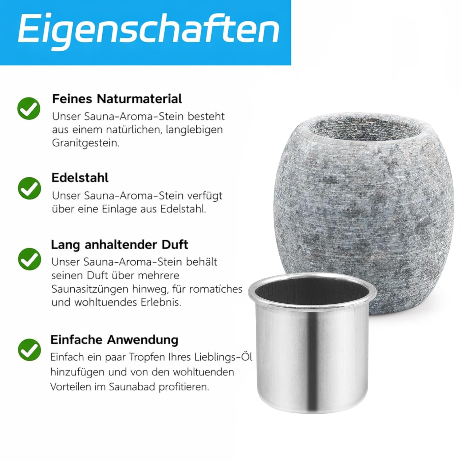 2 Stück Sauna Aromaschale aus Speckstein, 5,5 x 4 x 4 cm Sauna Duftschale mit Edelstahl Schale, Aufgussstein Verdampferschale für Saunaöl, Mentholkristalle, Zuhause, Hotel, Spa