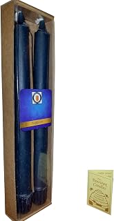100% Pure Beeswax 10 inch Sapphire Blue Colonial Taper Candle Pair (Scented), Hand Poured by Hubbardston Candle Company