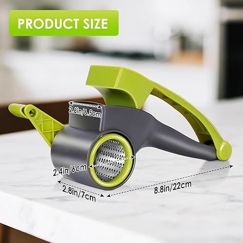 Vista 5 de MASTERTOP Rallador de queso, rallador de queso giratorio de mano con 4 tambores de acero inoxidable, ralladores de cocina con manivela para queso