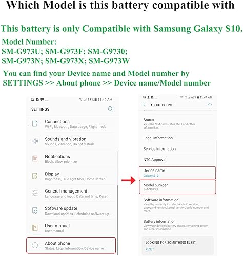 Miniatura 2 de Kits de reemplazo de batería S10 (nueva actualización) para Samsung Galaxy S10 SM-G973U todos los modelos con kits de herramientas adhesivas y de