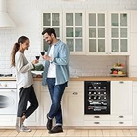 Vista 7 de Bonnlo Nevera para 16 Botellas de Vino, Refrigerador Independiente con Compresor, Enfriador de Bebidas con Control de Temperatura Digital y Puerta