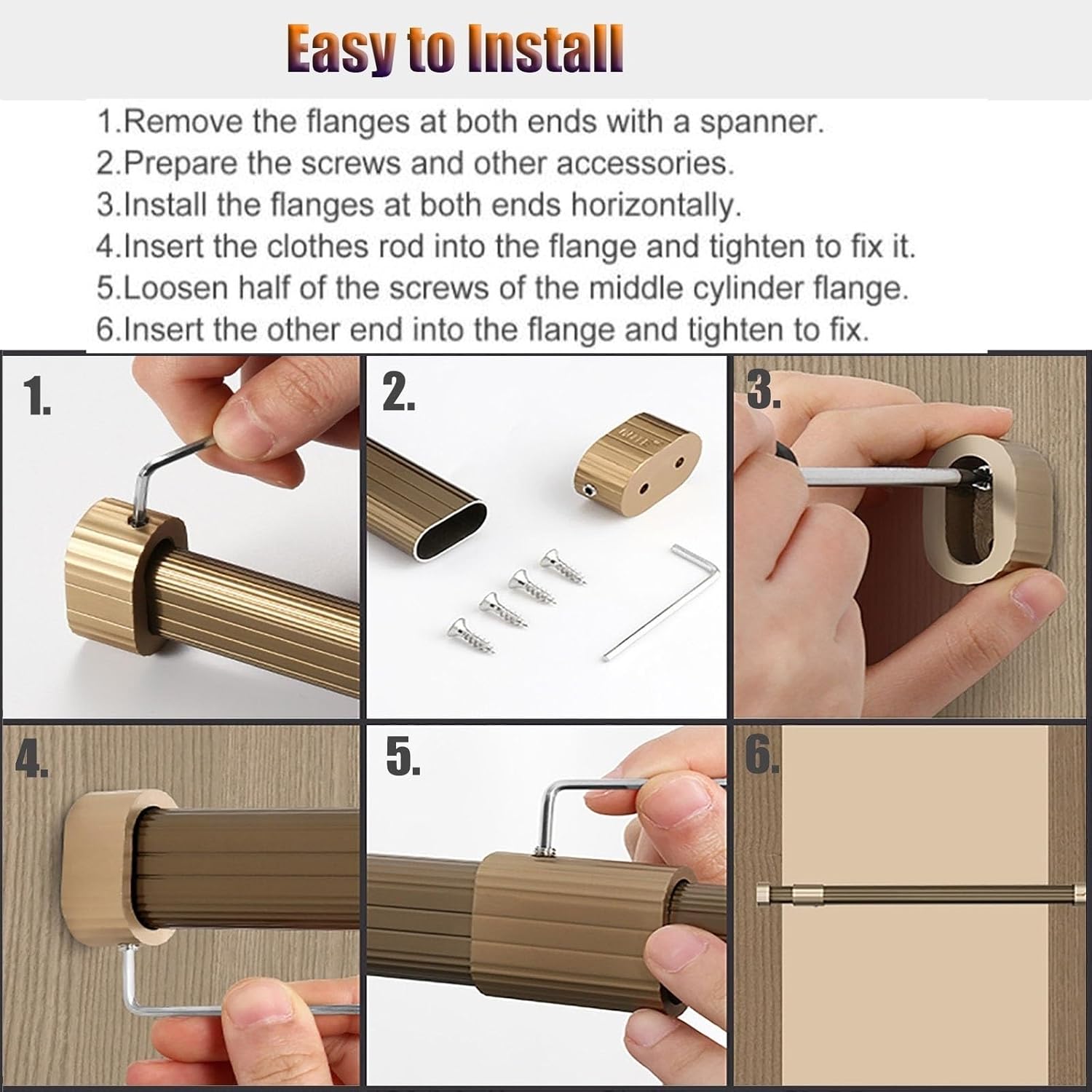 Aluminum Alloy Closet Rod Bracket, Extendable Tension Garment Bar, Clothes Hanging Rods for Bathroom Kitchen Closet,16.5-59.1in Adjustable (Color : B, Size : 60cm/23.6in-95cm/37.4in)