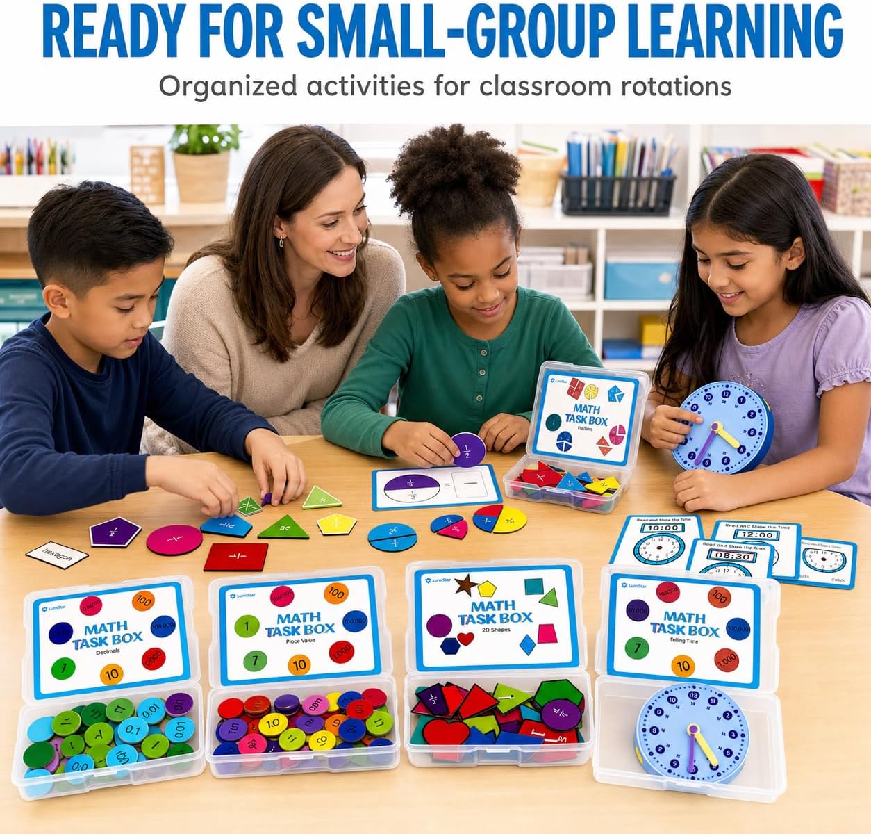 Math Task Box Set, 5 Hands-On Manipulative Kits for Classroom image 5