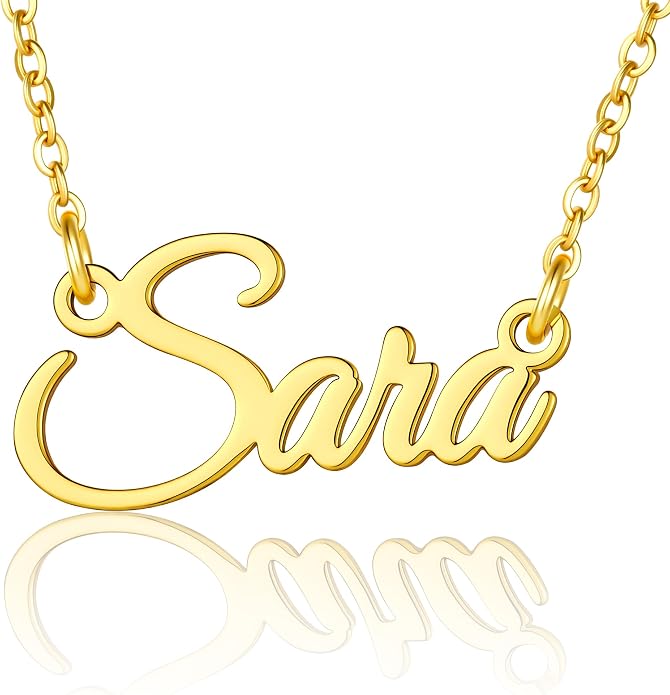 Ritach Custom Name Necklace - Personalized Stainless Steel Name Necklace Dainty Gold Name Plate Necklaces For Women Girls Personalized Gifts Birthday Gifts