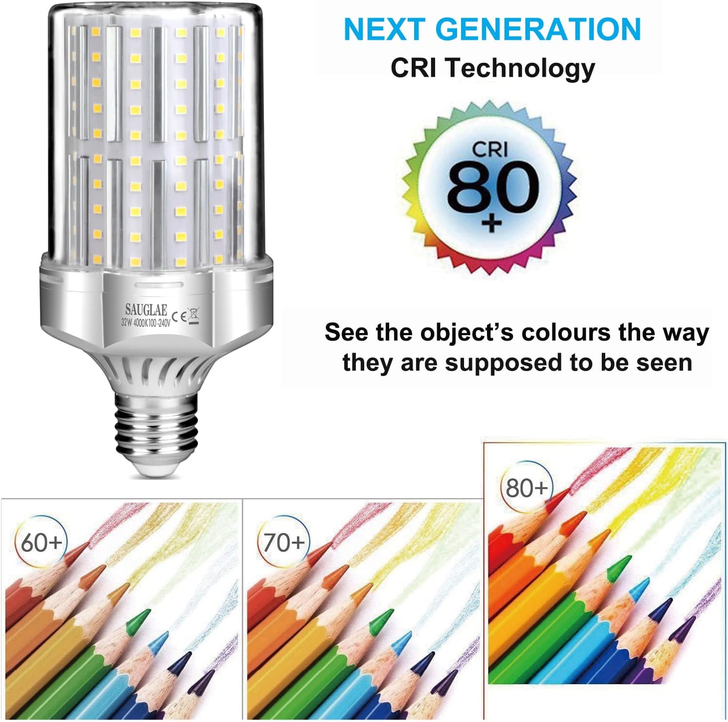 SAUGLAE 32W LED Light Bulbs, 260W Incandescent Bulbs Equivalent, E27 Large Edison Screw, 3600 Lumen, 4000K Natural White, Pack of 2 - Image 5