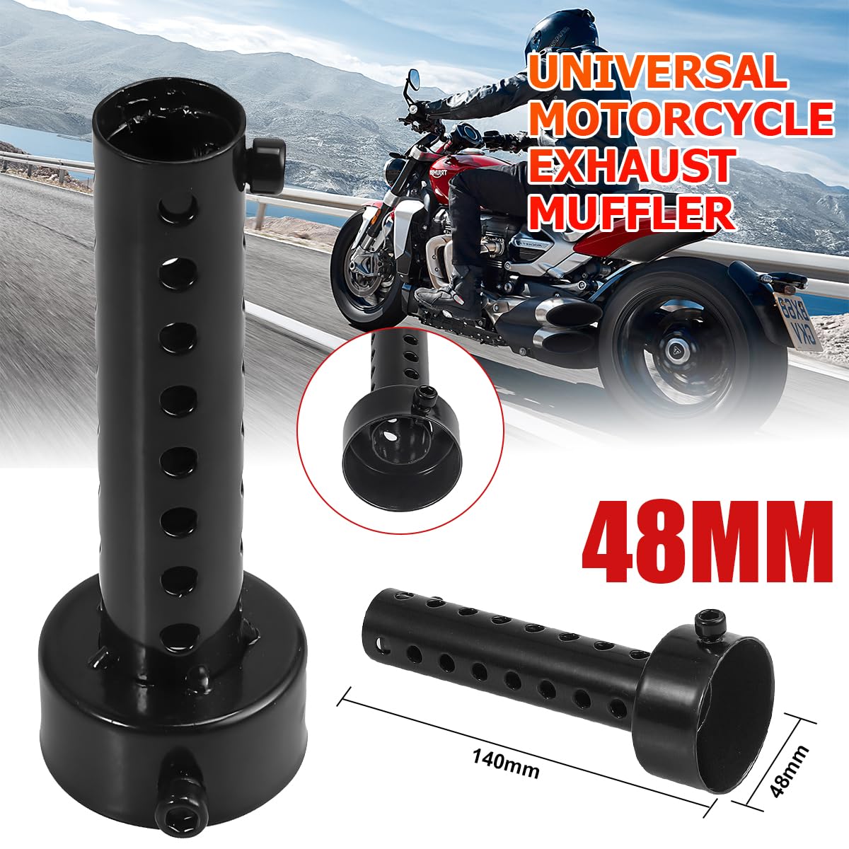 CGEAMDY Silenciador DB para Moto, Silenciador de Tubo de Escape para Moto, Silenciador de Tubo Escape Desmontable para Moto, DB Killer Afinación Tubo Reducir Contaminación Acústica(4.8cm)