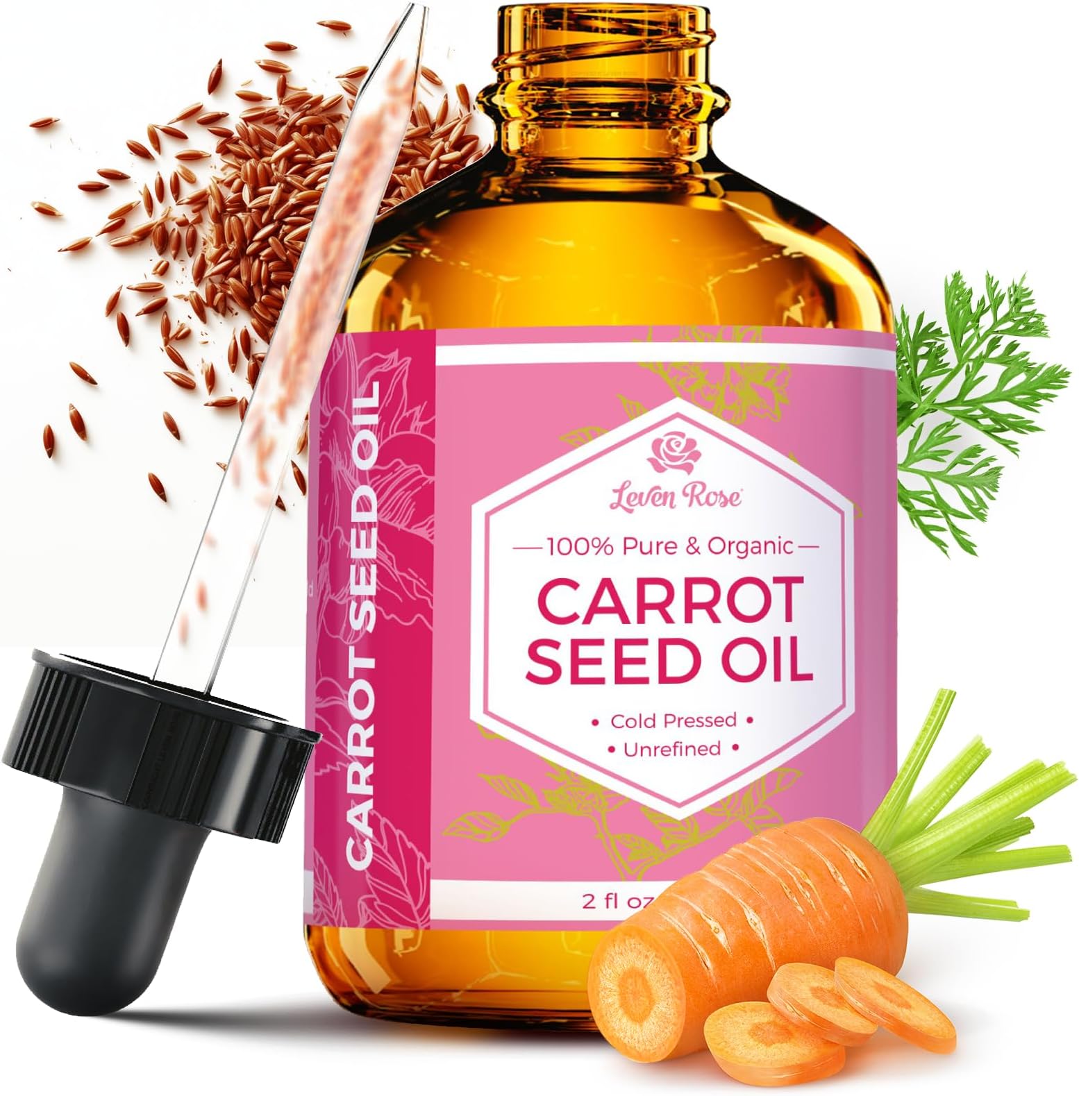 Carrot Seed Oil by , 100% Pure Unrefined Cold Pressed Moisturiser for Hair Skin and Nails 60ml