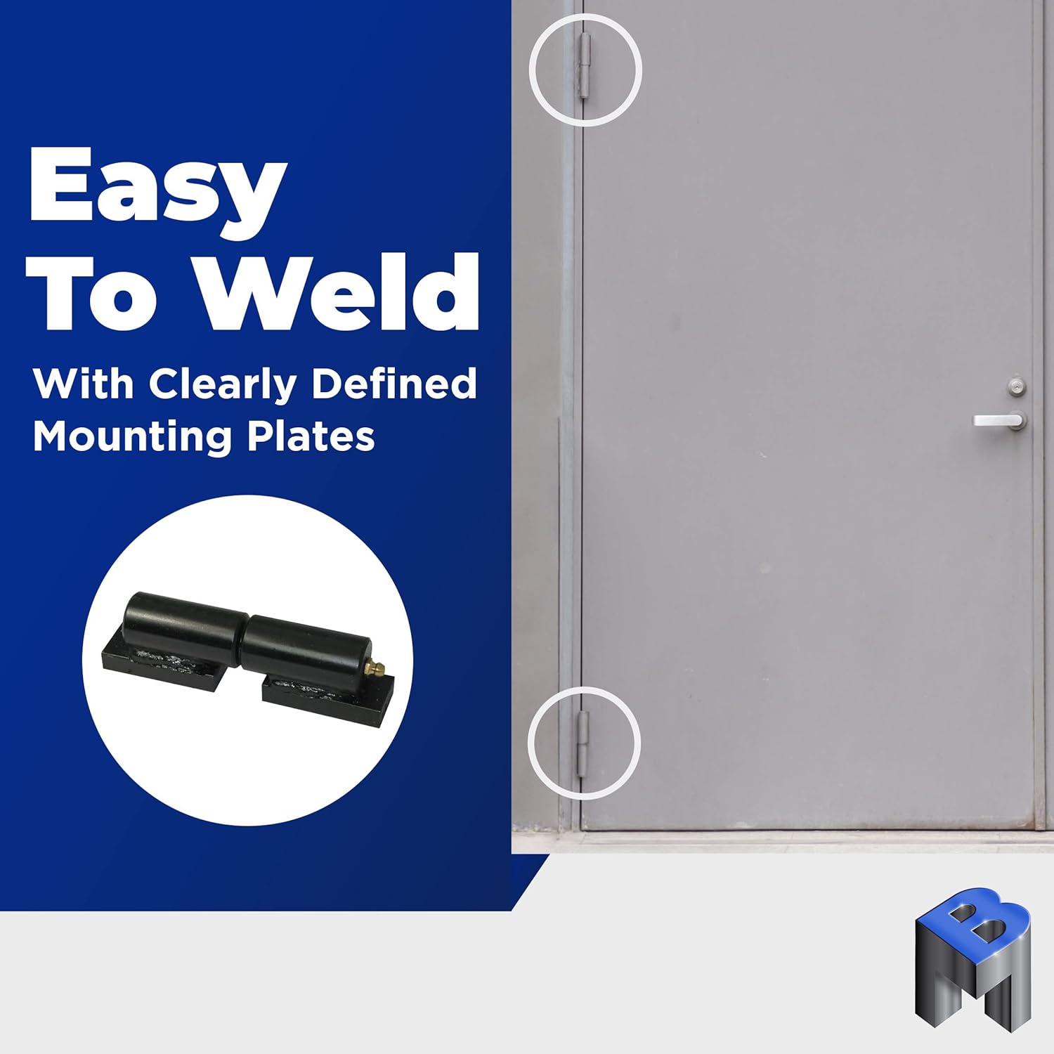 Steel 7" Barrel Gate Hinges for Heavy Gates & Doors | Welding on Larger Iron or Steel Gates Up to 900 Pounds | Grease Zerk Fitting - Steels Barrels & Copper Pin - 2 Pair