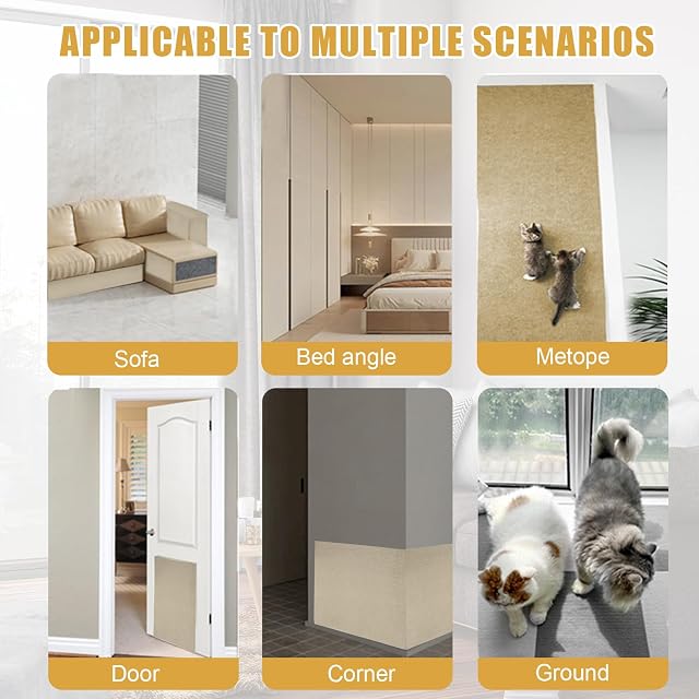 Foto 6 de 8 de Protector Sofá Rascador Gatos Pared - 30 x 200 cm, Alfombra Autoadhesivo para Gatos