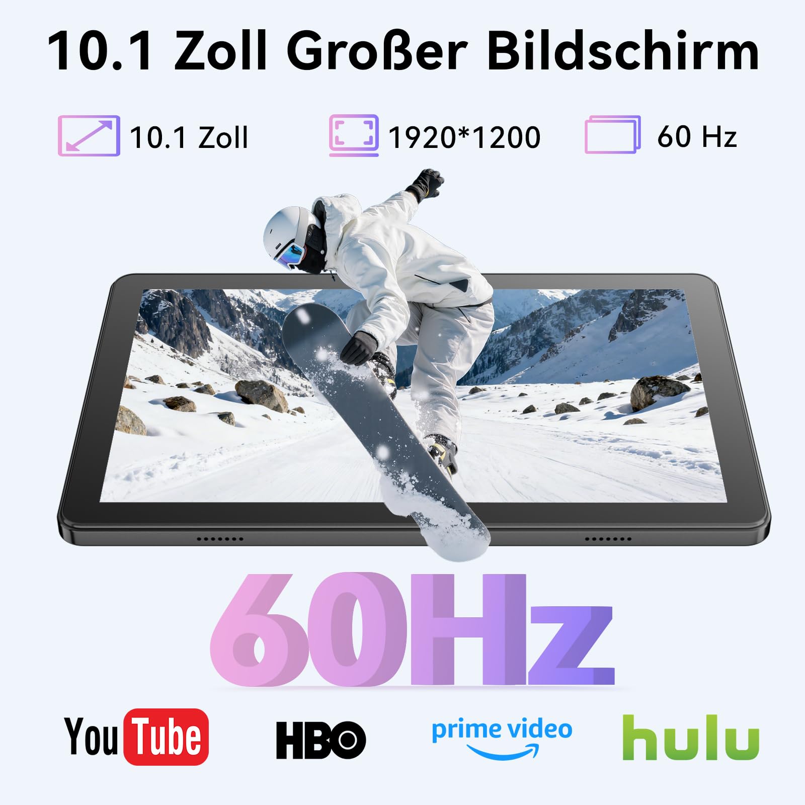 Android 16 Tablet 10 Zoll mit Gemini AI, Tablet mit Tastatur, Maus & Stylus, Octa-Core, 24 GB RAM + 256 GB ROM + 1 TB TF, 1920x1200 HD Display, 8MP + 13MP Kamera, 6000 mAh (Grau + Grau Hülle)