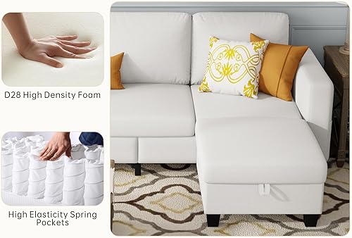 Miniatura 4 de Sofás seccionales para sala de estar, sofá convertible en forma de L de 78 pulgadas, sofás de 3 plazas con otomana de almacenamiento, sofá moderno