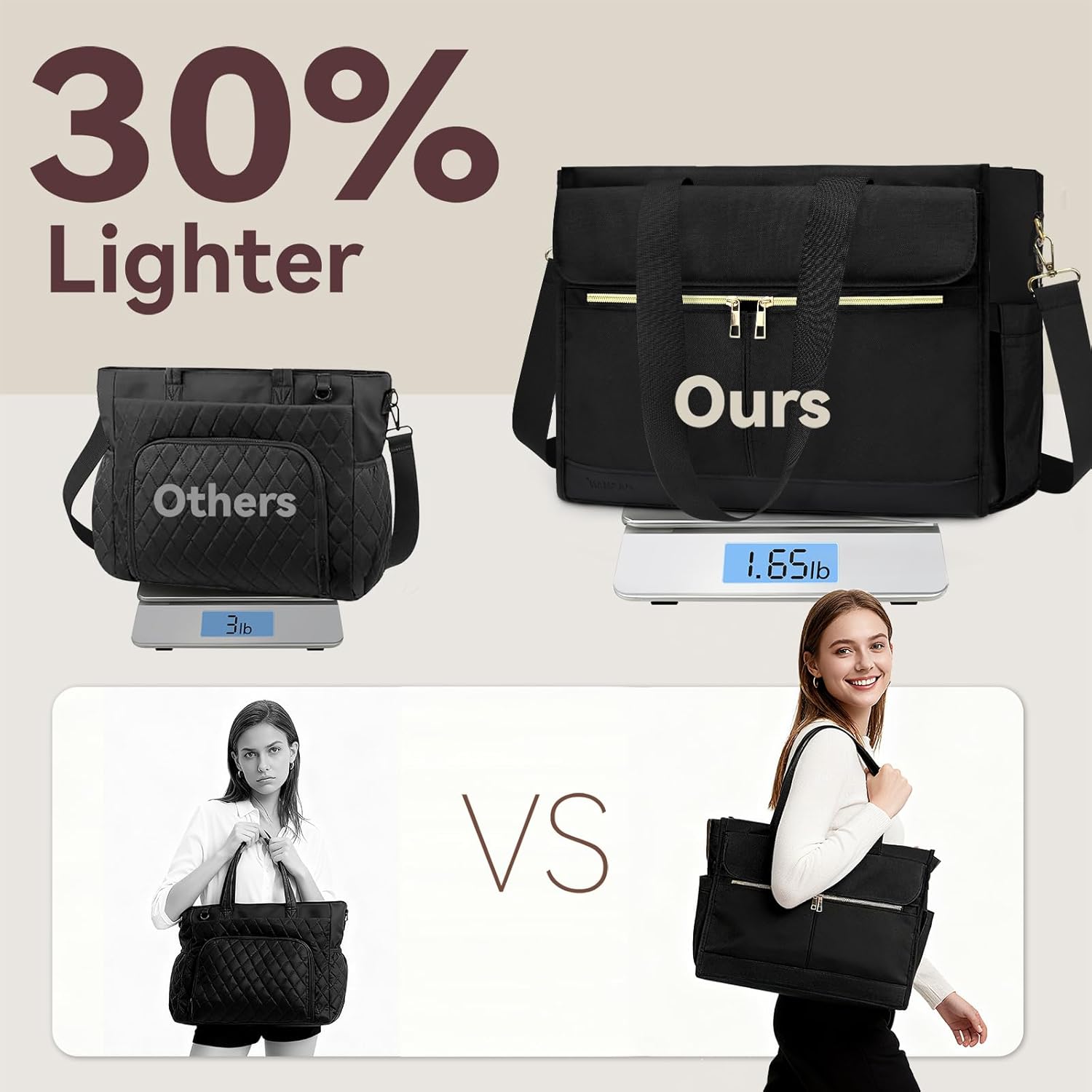 Insulated Lunch Bag for Women, 15.6" Laptop Tote with Leakproof Cooler Compartment for Nurse Teacher Work Office and Outdoor - Image 4