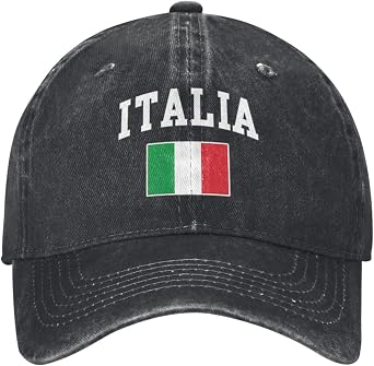 Italia Italy Italian Flag Cowboy Hat Men Vintage Baseball Cap Women Trucker Hat Dad Hat Adjustable Snapback Hat Black