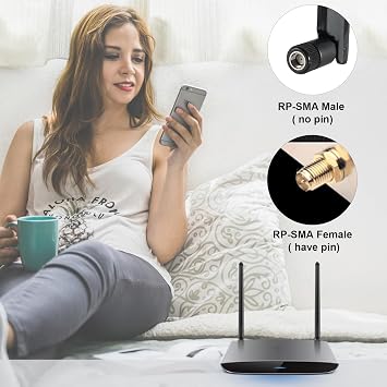 WiFi 6 6E Tri-Band 2.4GHz + 5 GHz + 6GHz 9dBi Omnidirectional Antenna for PC Desktop Computer PCI-E WiFi 6E Network Card Adapter Bluetooth Card Wireless Router(Pack of 2