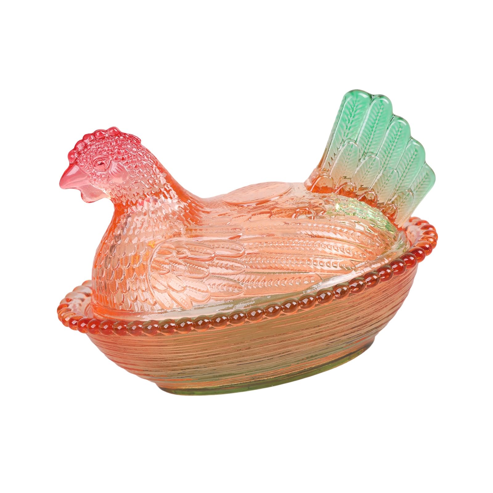 HZBB Glass Hen Candy, Decorative Covered Candy Bowl with Lid Crystal Glasses Chicken Shape Candys Jar Snacks Bowl Gift Glass Hen
