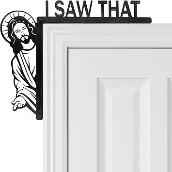 Sanchamy I Saw That Door Sitter Creative Door Corner Decor Bless This Home Funny Home Decor Wood Frame Decorations for Home Office Mirror Cabinet Drawer 8.7x7.1 Inch-Left