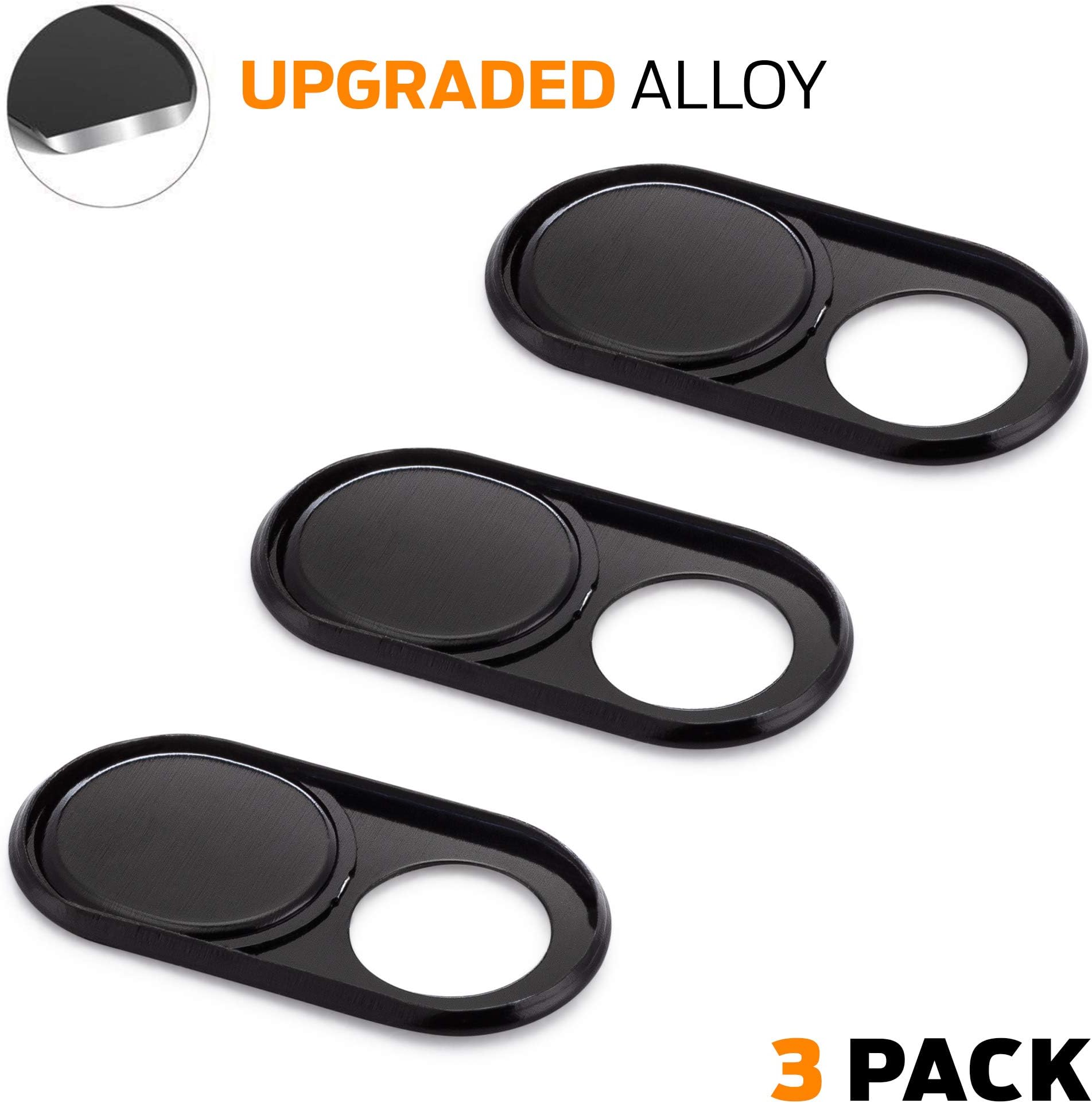DH Webcam Cover Slide (Black 3-Pack) Ultra-Thin Metal Web Camera Cover Fits Computer, Laptops, Smartphones, MacBook 2018, iPhone, PC, Tablet, iPad, Mac | Enhanced Privacy & Security Protection