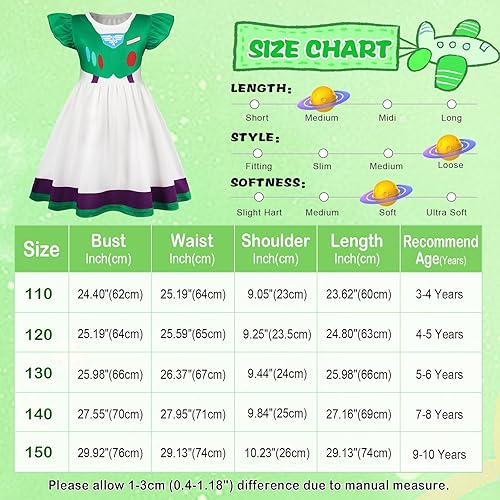 Vista 6 de Eledobby Buzz Lightyear - Vestido para niñas, disfraz de Buzz Lightyear para Halloween, fiesta de cumpleaños, disfraz de princesa