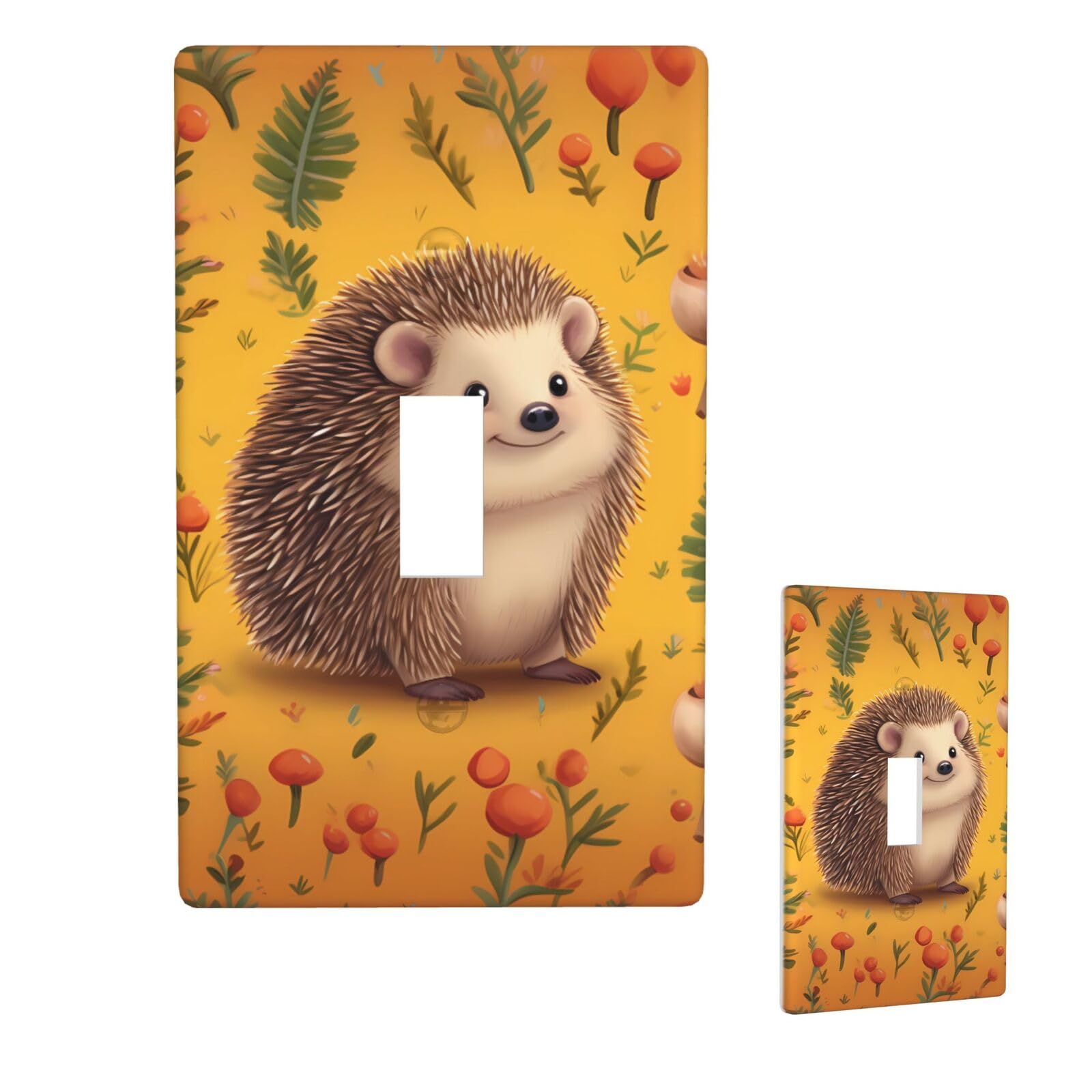 Aceprints Hedgehog 1 Gang Single Toggle Wall Plates, Unbreakable Decorative Light Switch Plate Covers Electrical Switchplate Cover Faceplate For Bathroom Kitchen Decor