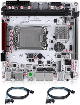 Q670 Pro 8 Bay Mini ITX NAS Motherboard LGA1700 for 12th/13th/14th Gen CPU, 8 SATA 3.0with 2 x SFF 8643 Cables, 3 M.2 NVMe, 2.5G vPro NIC, Dual U-DIMM DDR5 Slots, USBC, Dual 4K@60Hz Display