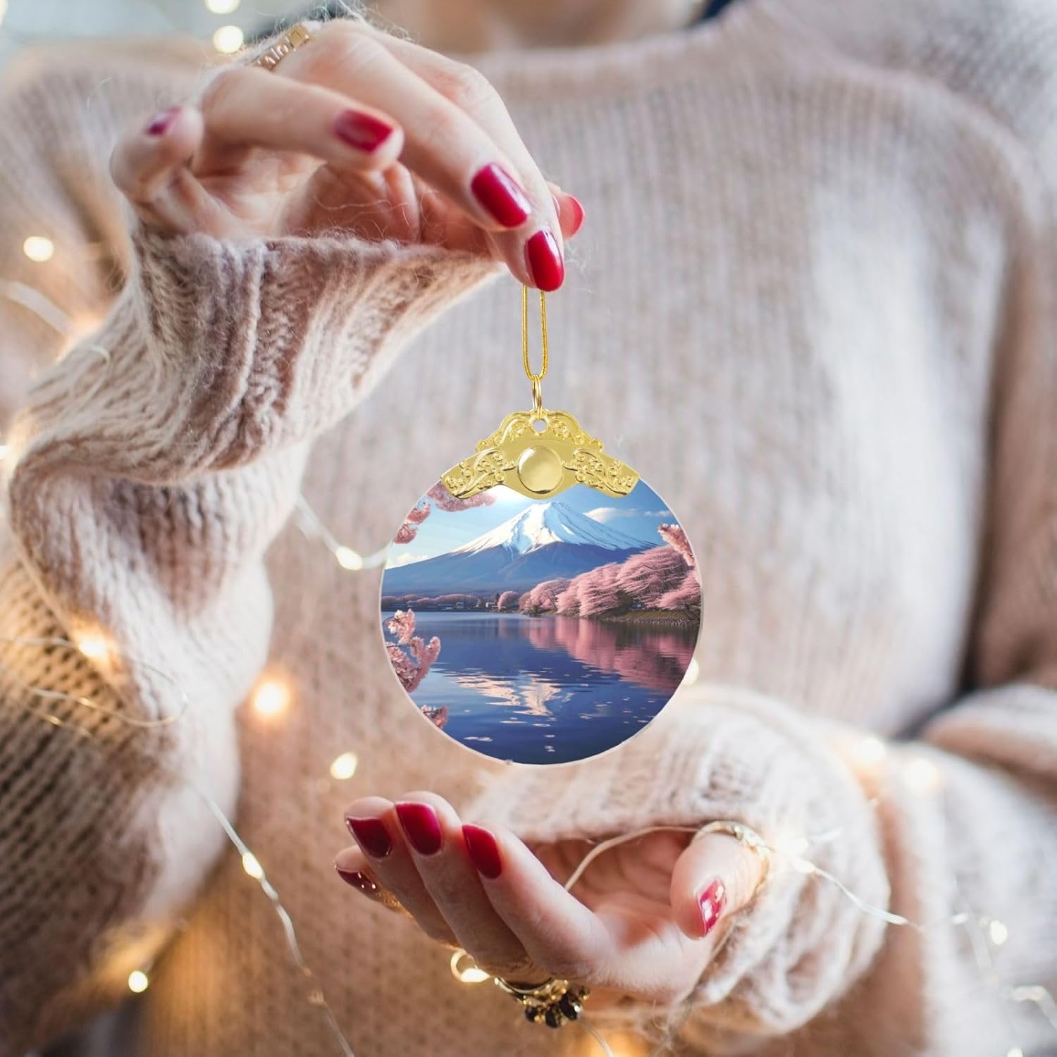 Christmas Tree Decoration Hanging Ornaments Glass Christmas Pendants Gold Drop Funny Mount Fuji Crystal Ornaments for Xmas Tree Winter New Year Party Supplies image 3