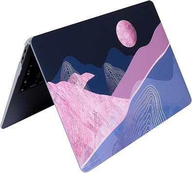 Huawei MateBook D14 Uyumlu Mat TPU Lazer Baskılı Kılıf İnce Hafif Sert Kapak Çizilme Darbe Koruma 14 inç 2019-2022 Pembe