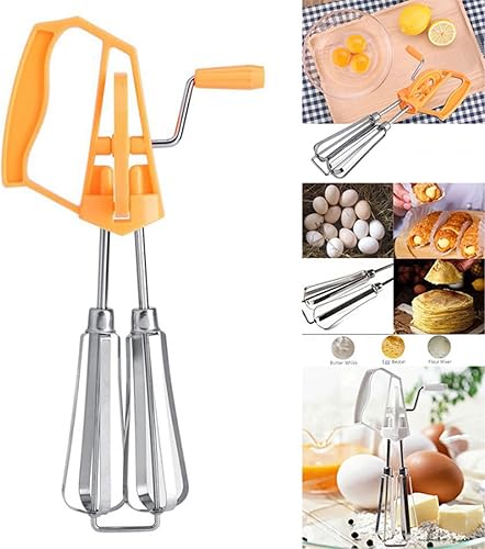 Miniatura 9 de Batidor giratorio de huevos, batidor de huevos, manivela de mano, batidor de mano giratorio de acero inoxidable con mango de plástico, batidora de