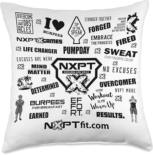 Miniatura 5 de NXPT Fitness - Almohada de gimnasio con eslogan motivacional de San Diego, 16 x 16 pulgadas, multicolor