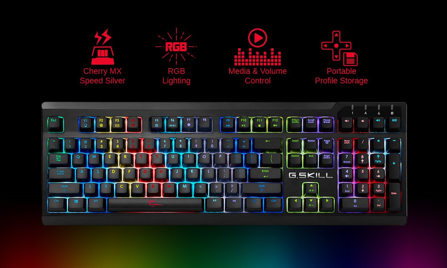 G. Skill RIPJAWS KM570 RGB Minimalistic Fully Utilized Mechanical Gaming Keyboard, Cherry MX Speed Silver