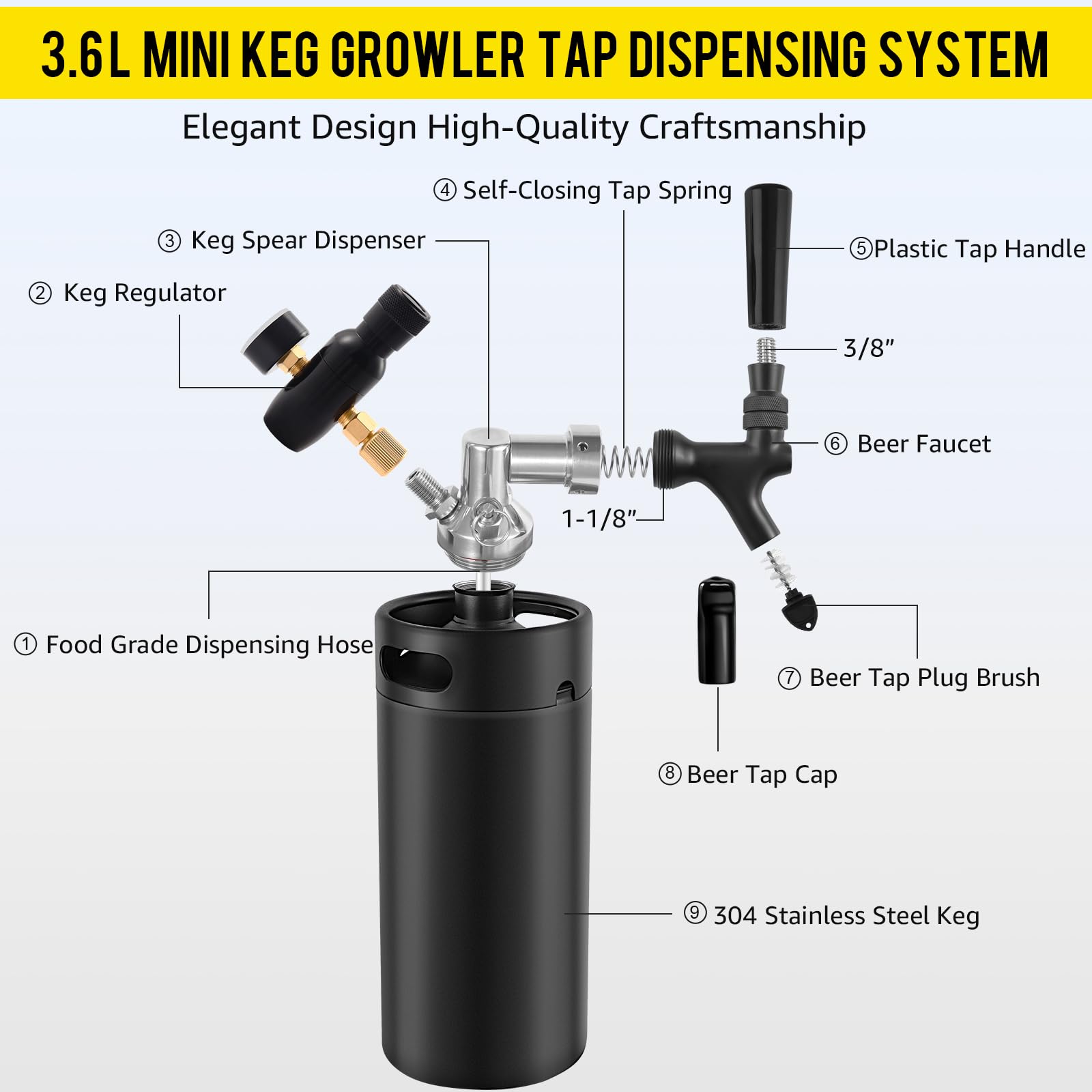 Partial Guinness Stout Conversion Kit - Chrome Faucet + U System Coupler + Tank Adapter