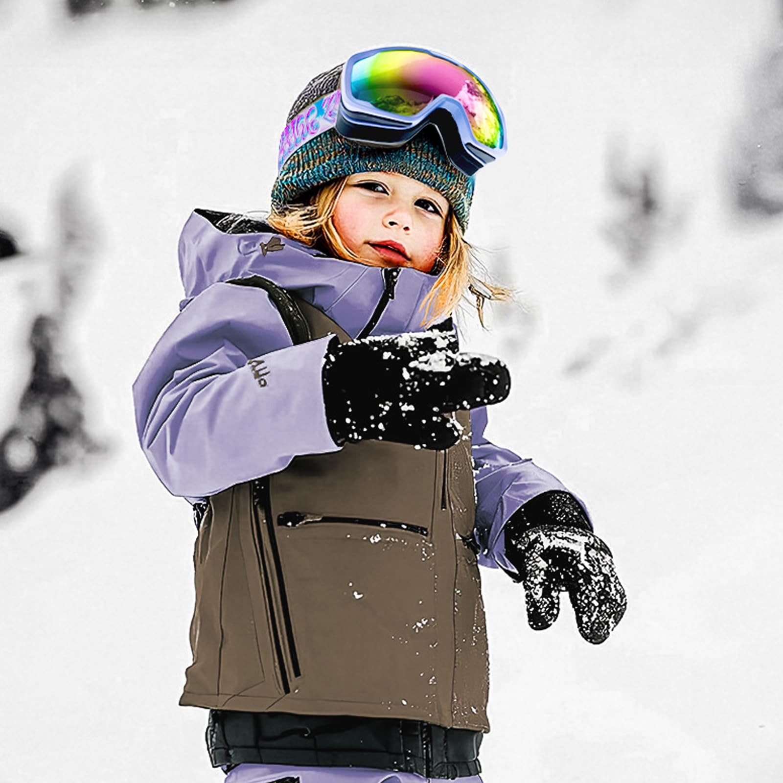 Lunettes de ski à double couche avec sangle réglable pour garçons et filles de 3 à 15 ans pour le ski, le snowboard, les sports de plein air, garçons et filles