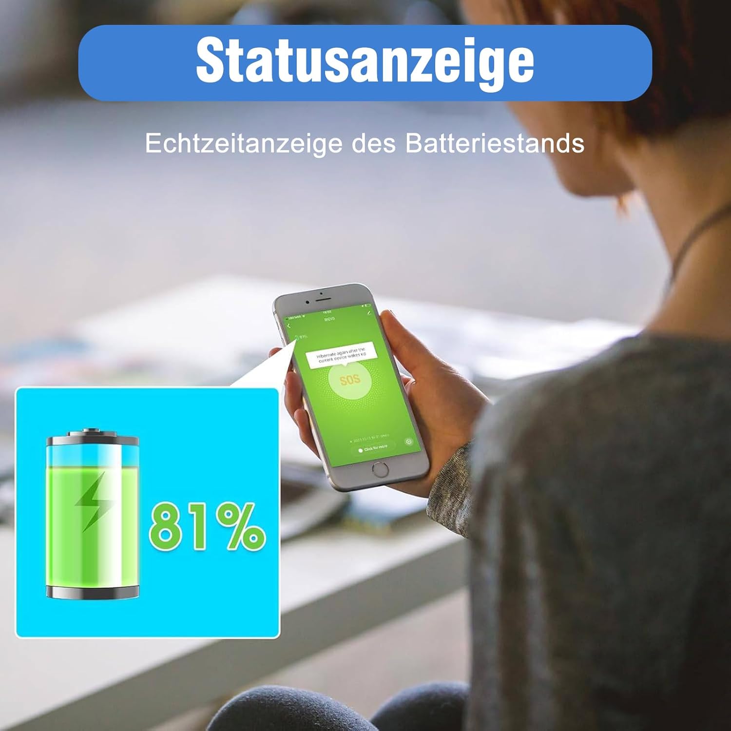 Image showing a smartphone displaying the battery status of the emergency button at 81%.