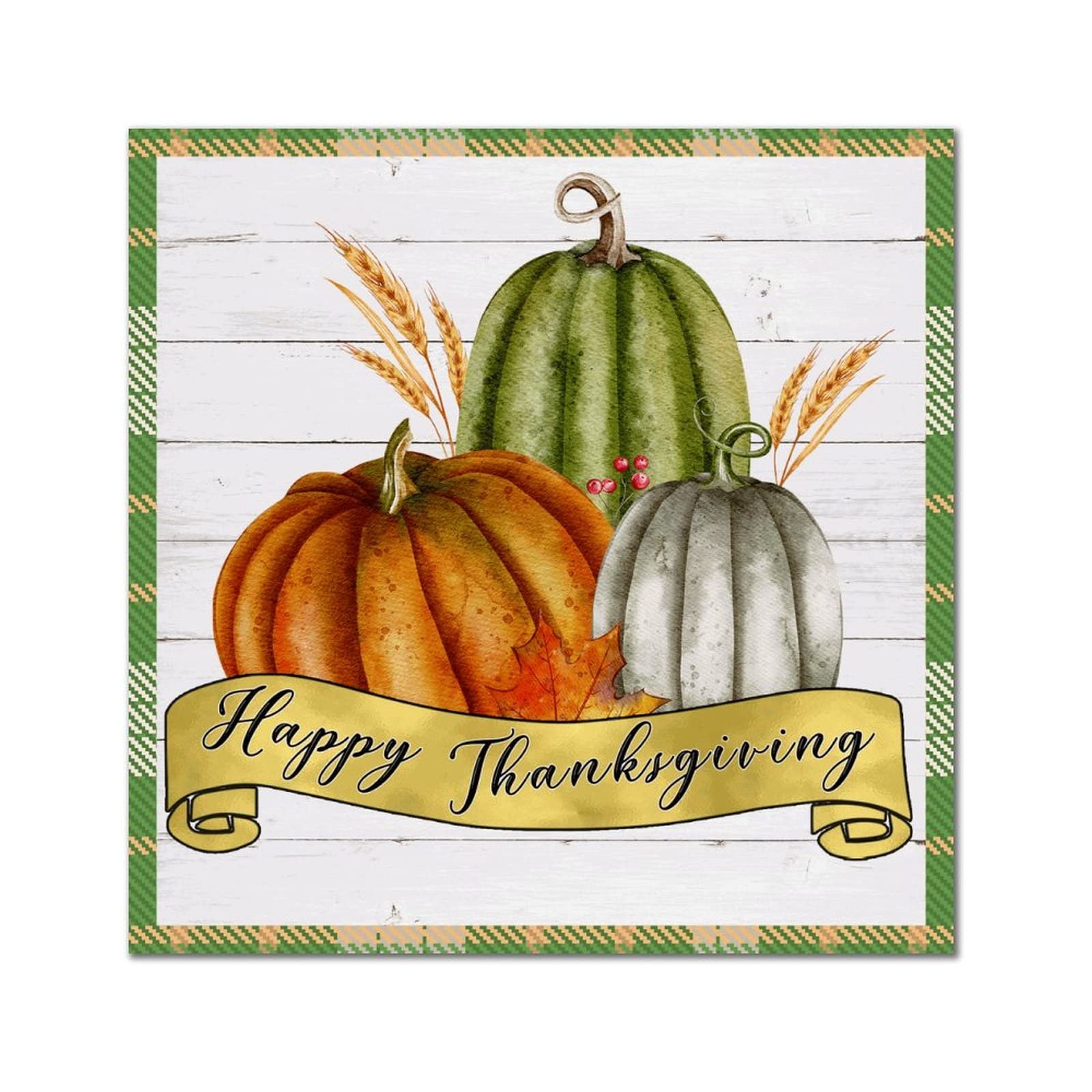 Cadre bois Thanksgiving citrouille pour salon chaleureux et rustique