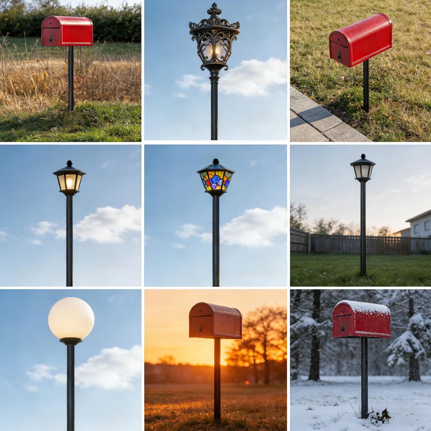 3" x 84" Black Steel Modern Outdoor Light Post Pole - Direct Burial Die-Cast Metal Lamp Post for Exterior House, Porch, Patio, Driveway, Garden, Walkway, Deck, Lawn, Terrace, Courtyard & Garage
