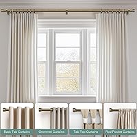 Vista 4 de Barras de cortina de bronce antiguo para ventanas de 28 a 48 pulgadas, longitud ajustable, resistente, 1 pulgada de diámetro, con remates de metal