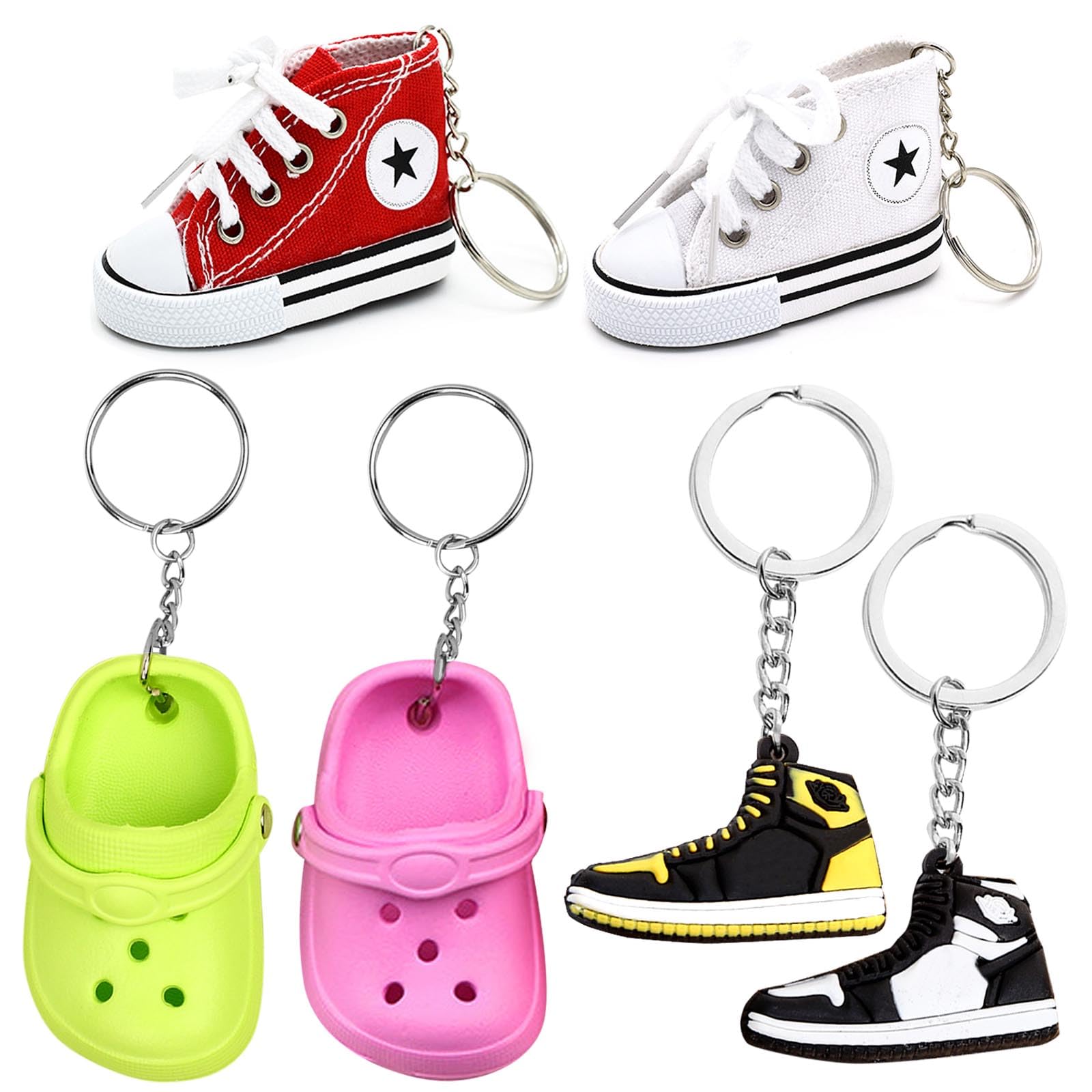 AYNKH6PCS Mini Shoe Keychain, Novelty Funny Slippers Sneakers Canvas Shoes Pendant Decorative Accessories for Keys Bag DIY Crafting, Birthday Gifts for Kids Girls Boys Adults