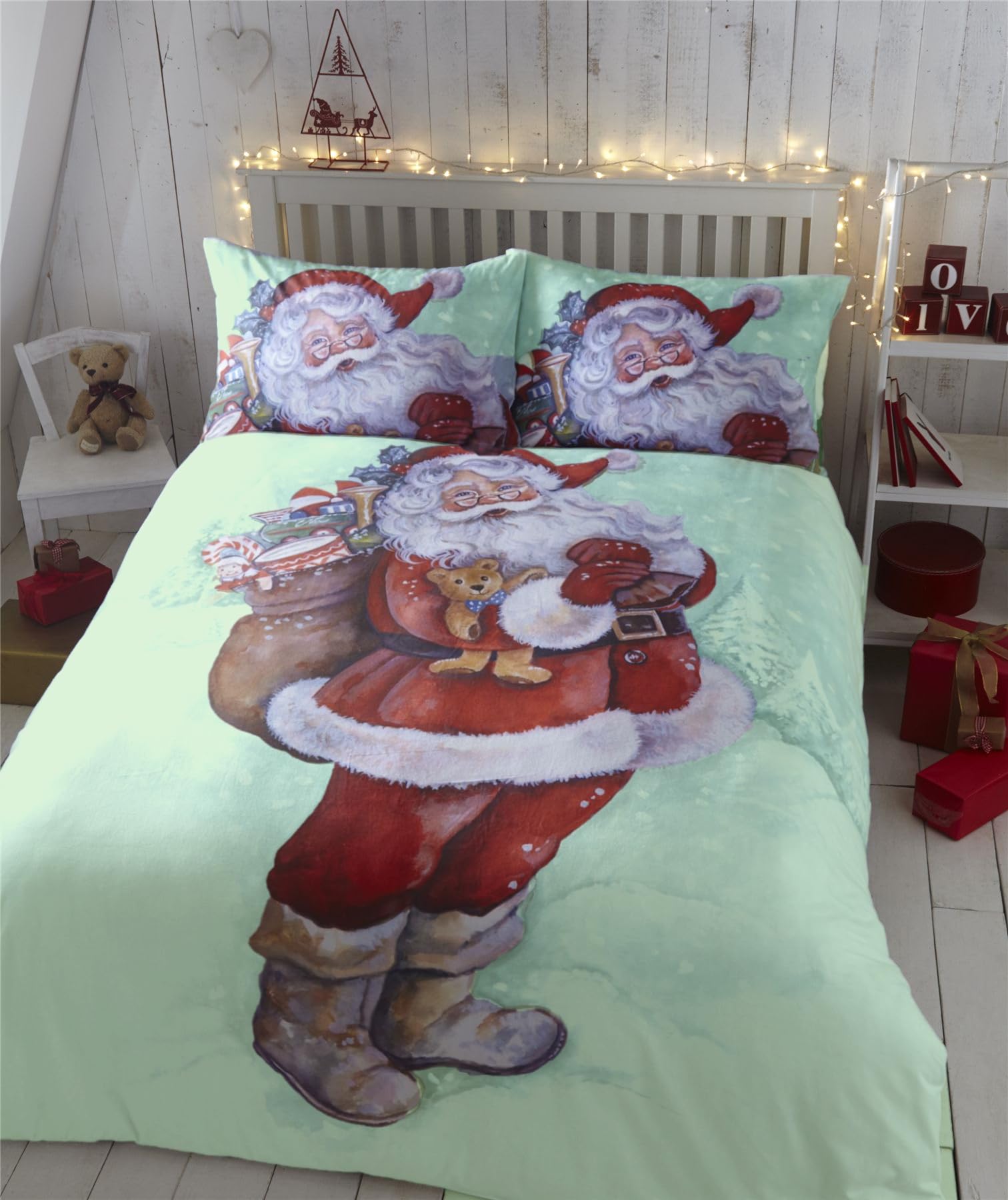 Kampala Hill Jolly Santa Christmas Bedding Festive Duvet Cover Sets with Father Christmas King