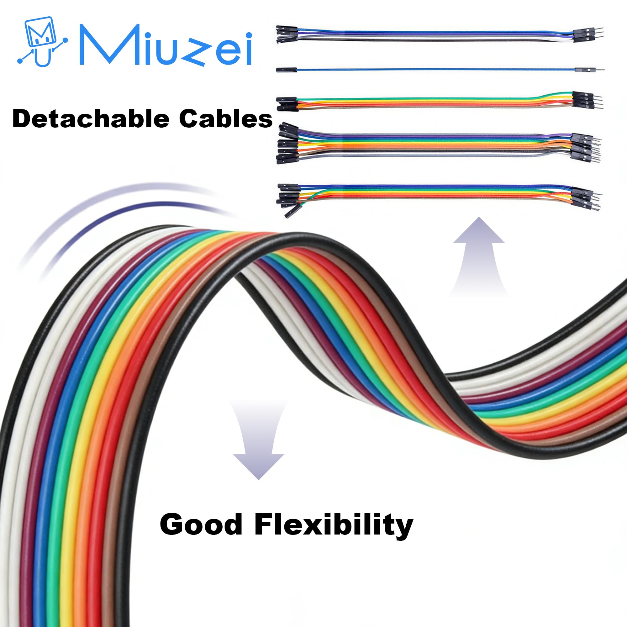 Miuzei Breadboard Dupont - Kit di cavi jumper da 3 x 830 punti, 120 pezzi filo dupont (F2F/F2M/M2M), 65 pezzi Jumper Wire compatibile con Arduino